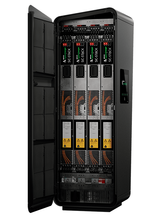 Alpitronic Hypercharger HYC400-4 mit 400kW 2x 3,5m Ladekabel und Sockel bei Spreewatt-3