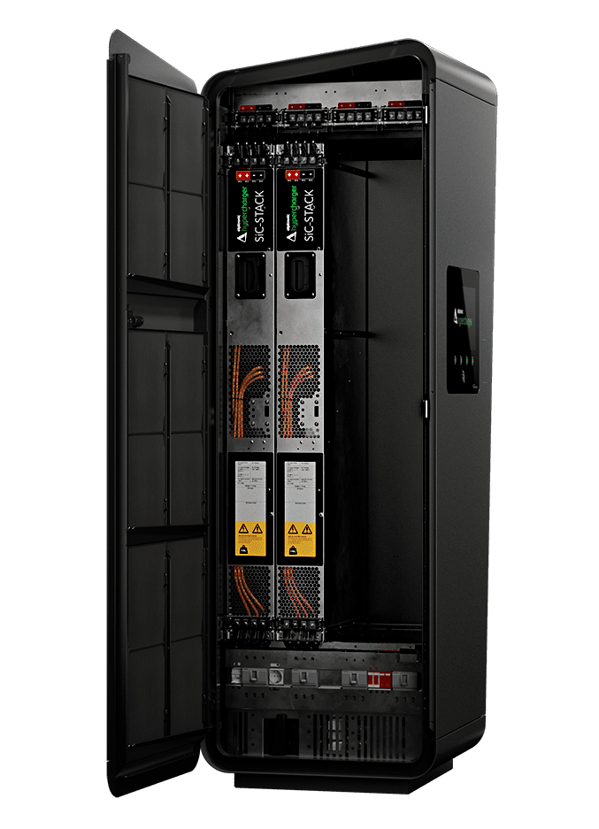 Alpitronic Hypercharger HYC400-2 mit 200kW 2x 3,5m Ladekabel und Sockel bei Spreewatt-3